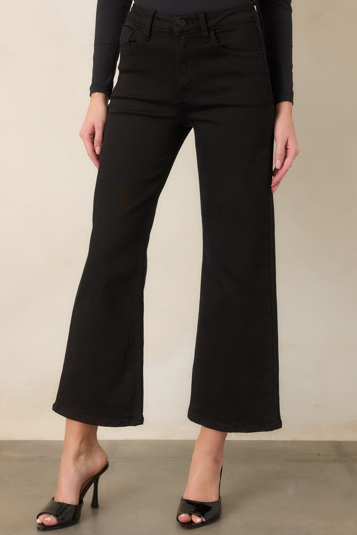 Into The Clouds Black Cropped Wide Leg Jeans