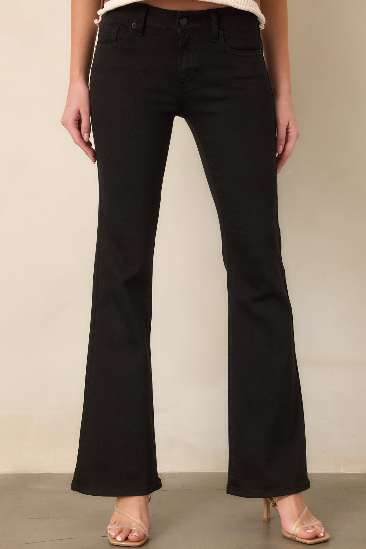 So Glad I Did Black Mid-Rise Flare Jeans