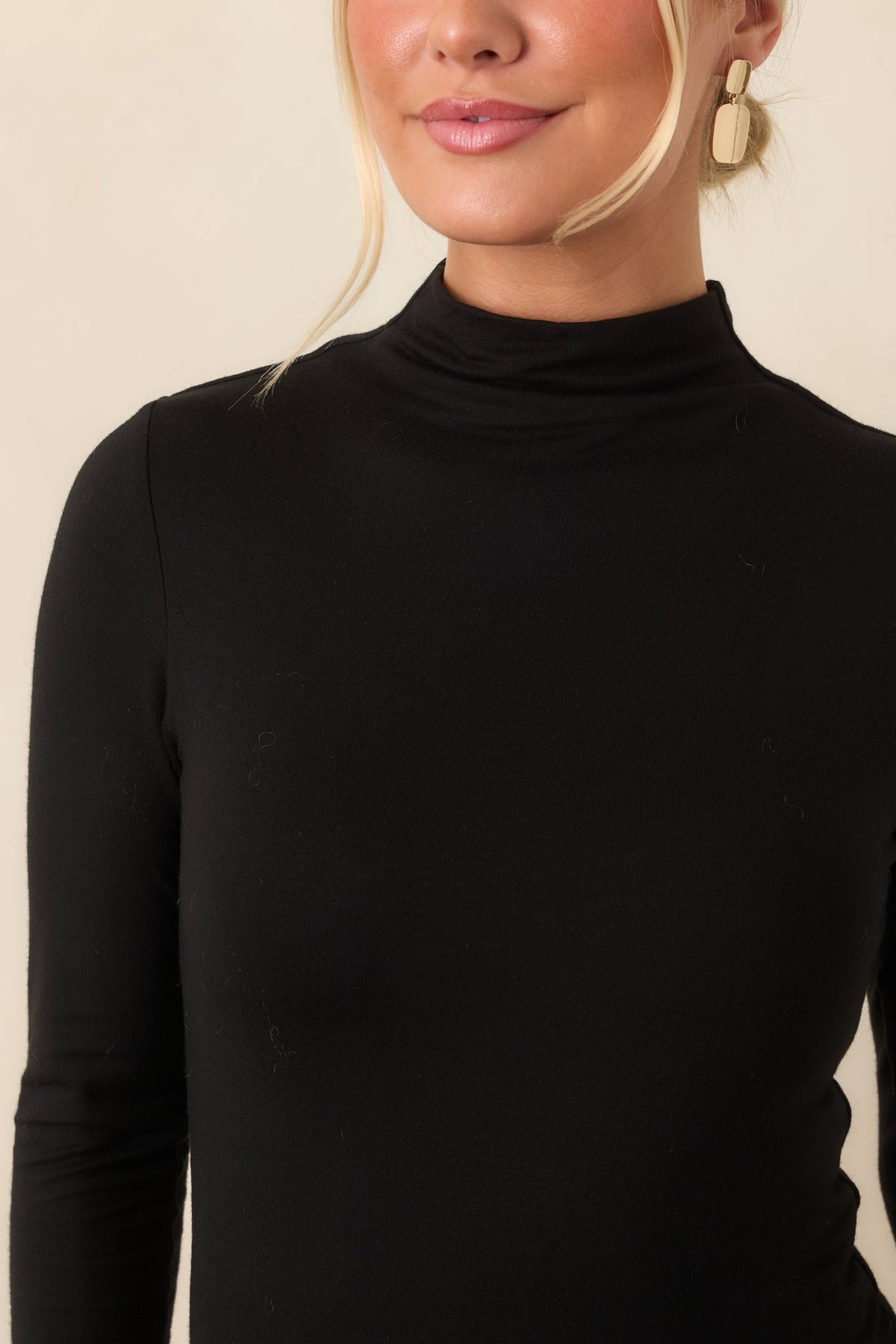 Underneath It All Black Mock Neck Long Sleeve Top