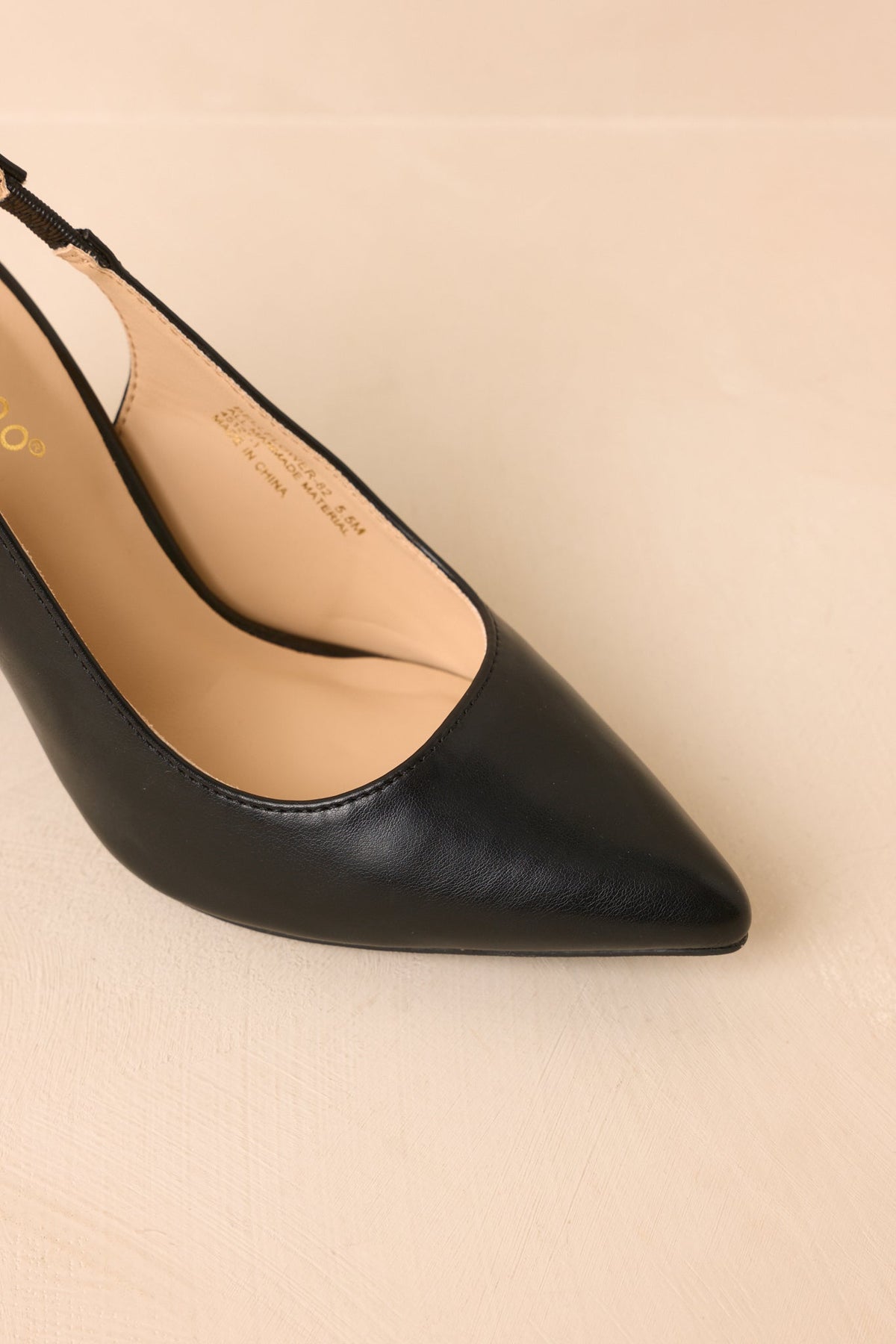 Raising the Standard Black Pointed Toe Slingback Block Heels