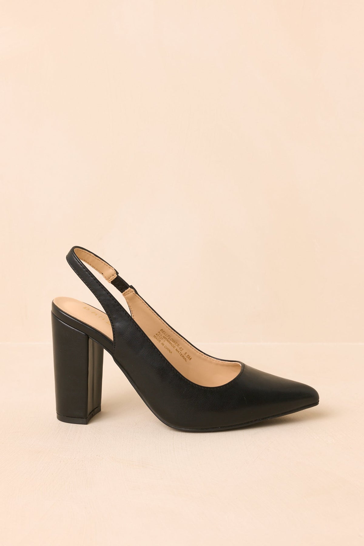Raising the Standard Black Pointed Toe Slingback Block Heels