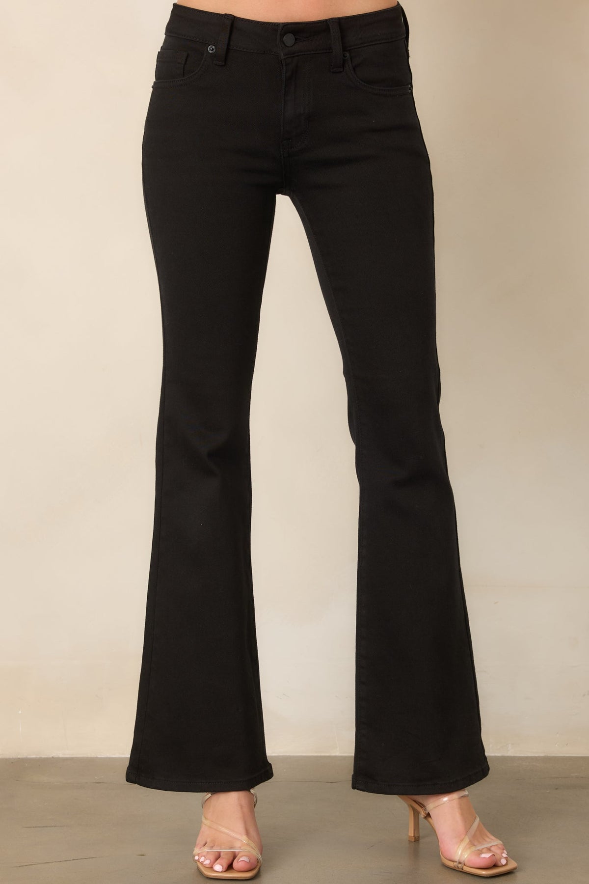 So Glad I Did Black Mid-Rise Flare Jeans