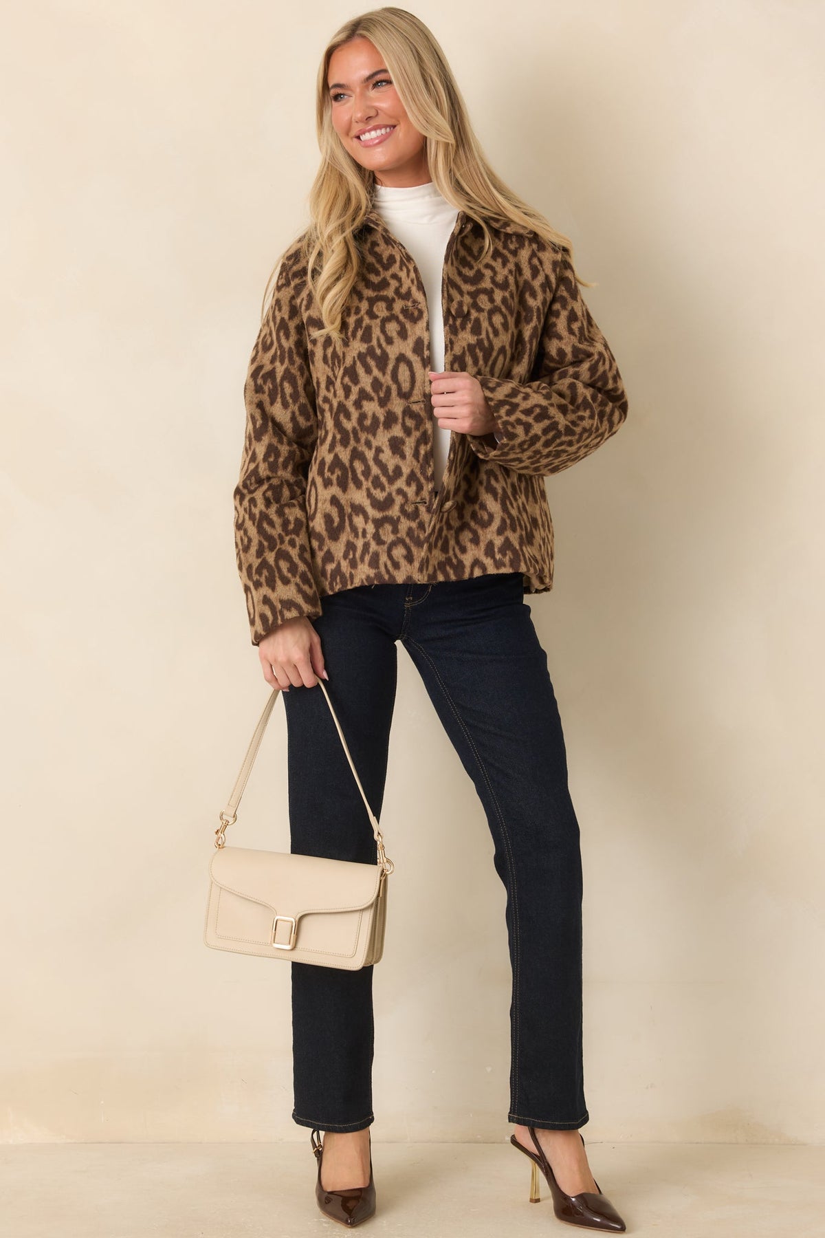 I Had My Suspicions Beige & Brown Leopard Print Button Front Jacket
