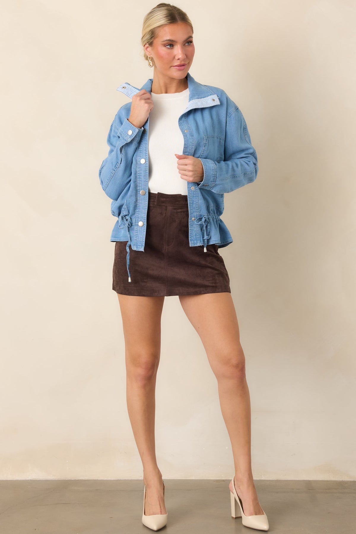 Z Supply Perri Dark Chocolate Faux Suede Mini Skirt