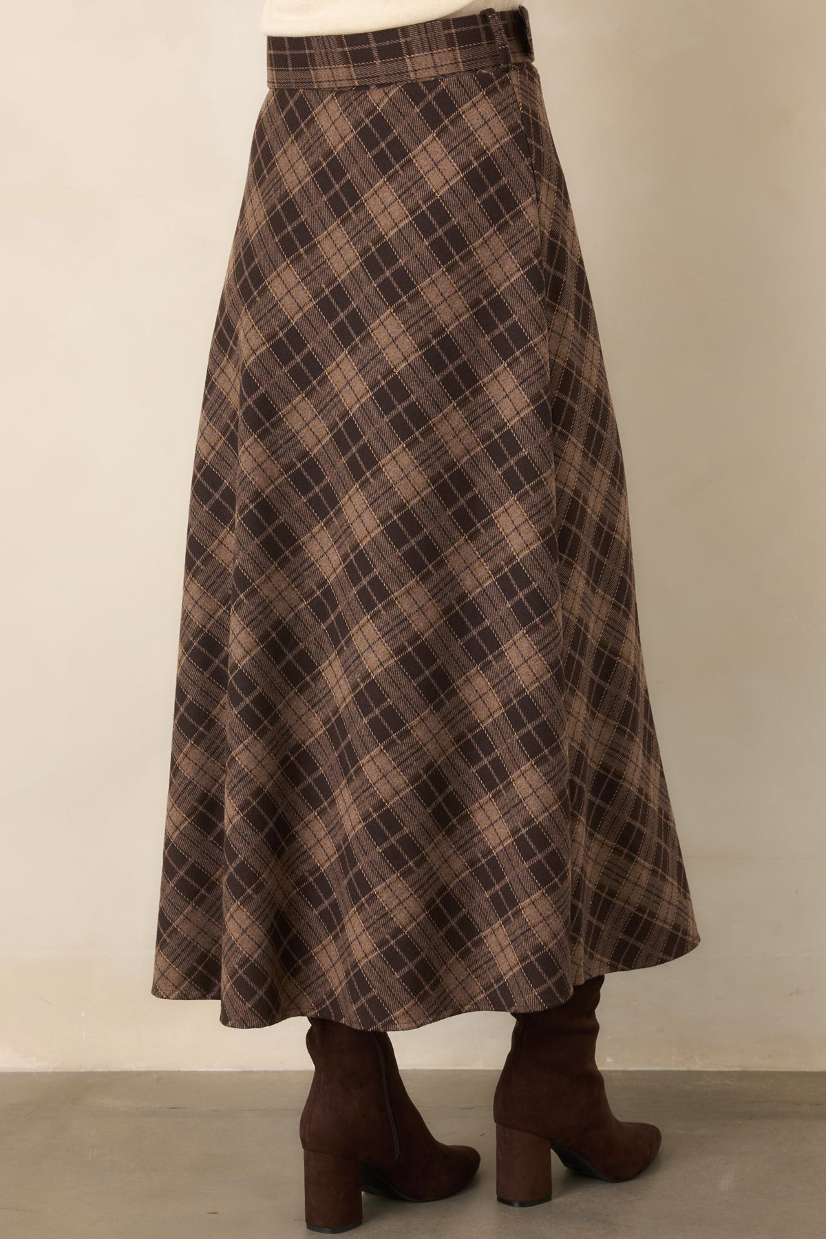 Astrid Brown Ada Plaid Maxi Skirt
