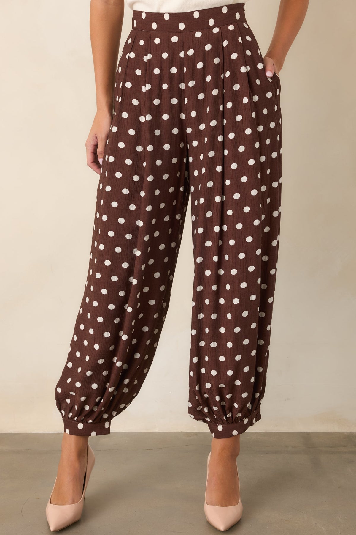 Right on the Dot Brown & Ivory Polka Dot Balloon Pants