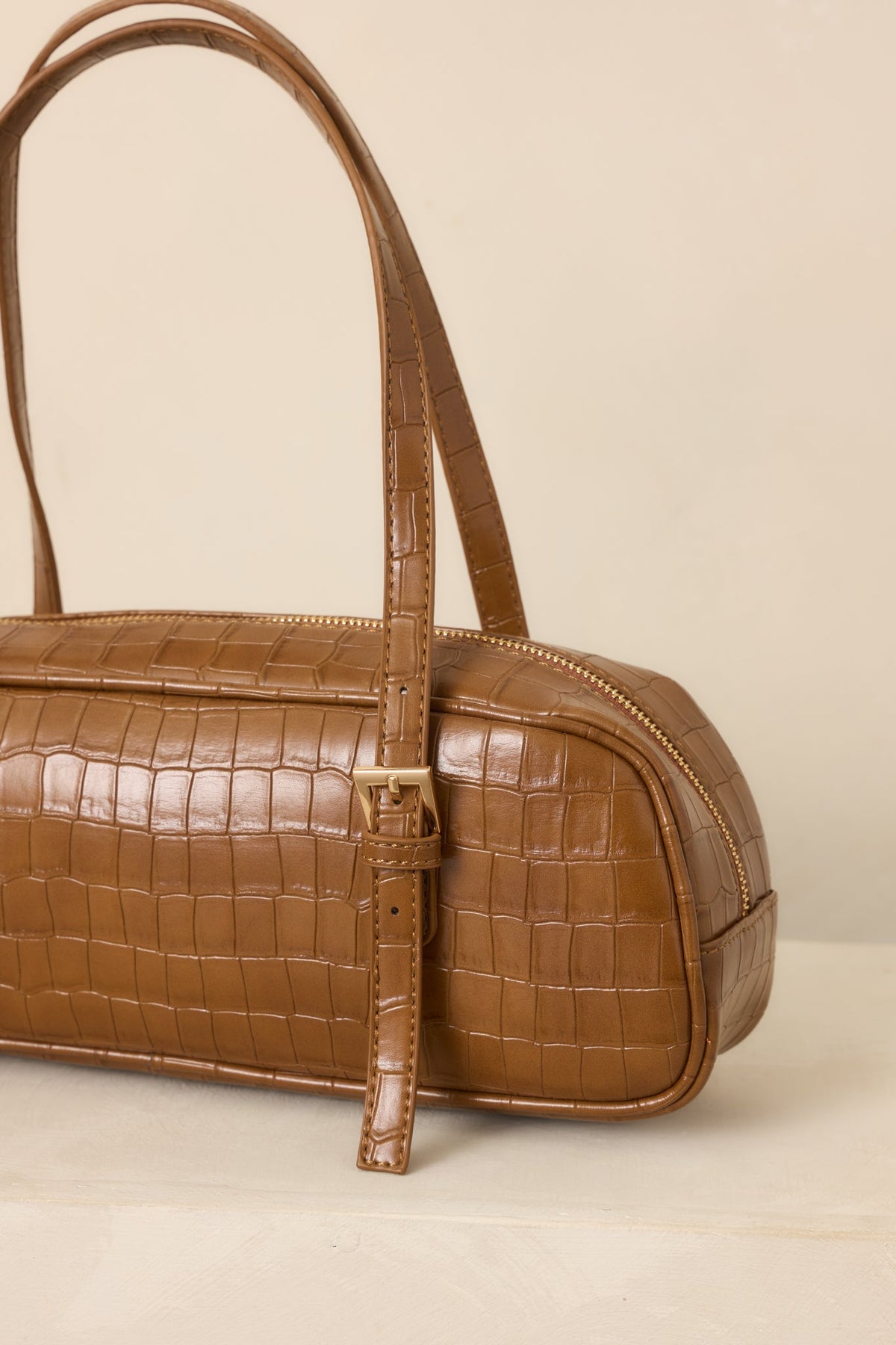 She's Got It Handled Brown Croc Embossed Handbag