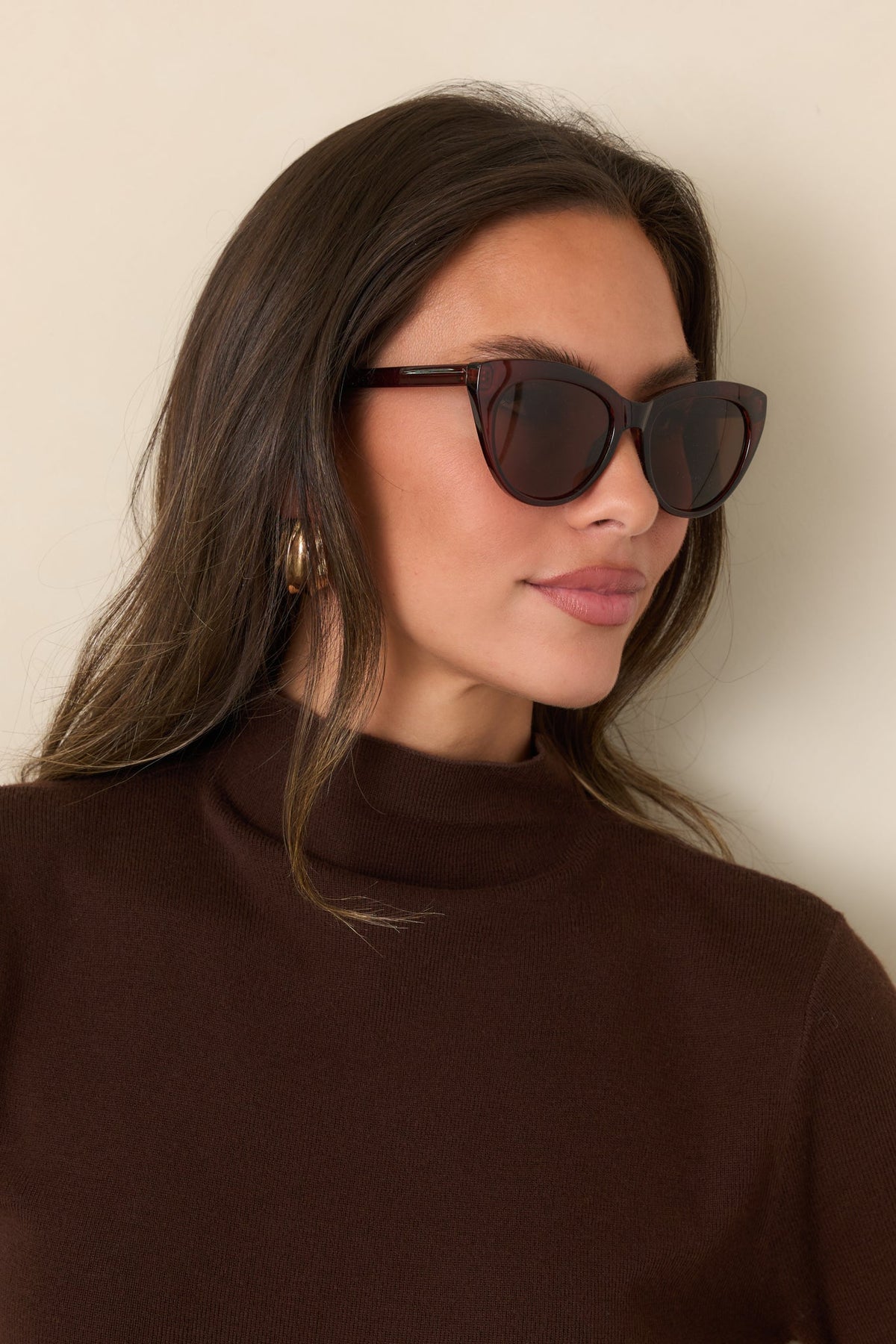 Here Comes the Sun Brown Rounded Cat-Eye Sunglasses
