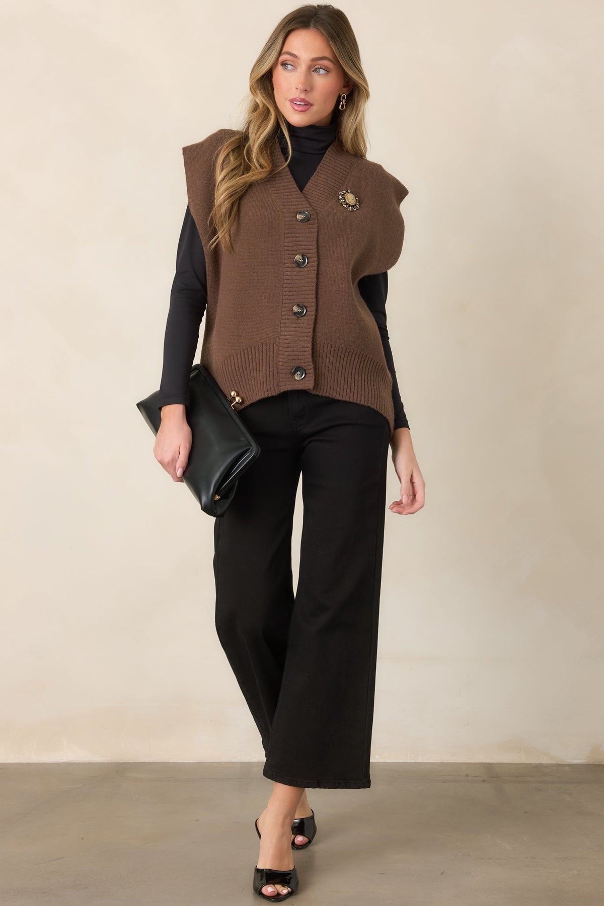 Well Versed Brown Knit Sweater Vest