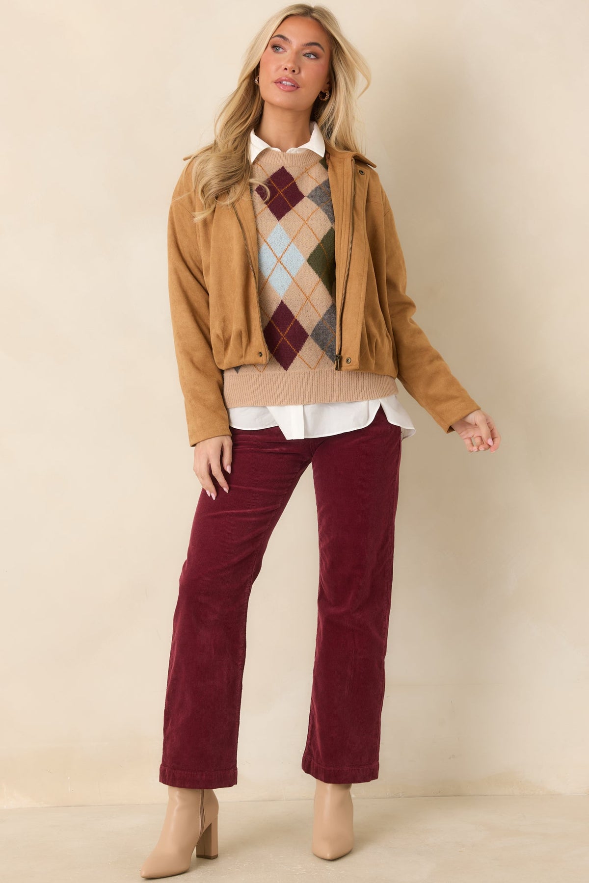 Good Thinking Camel Multi Argyle Sweater