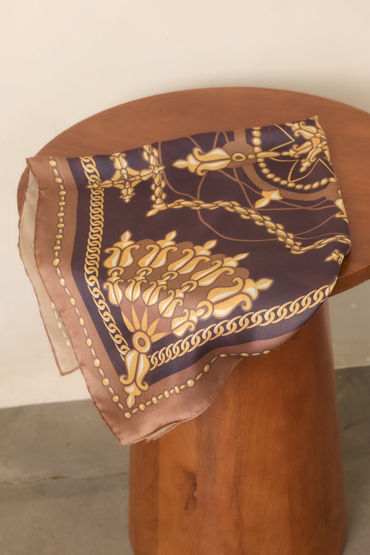 Know My Way Around Camel & Gold Chain Print Square Scarf