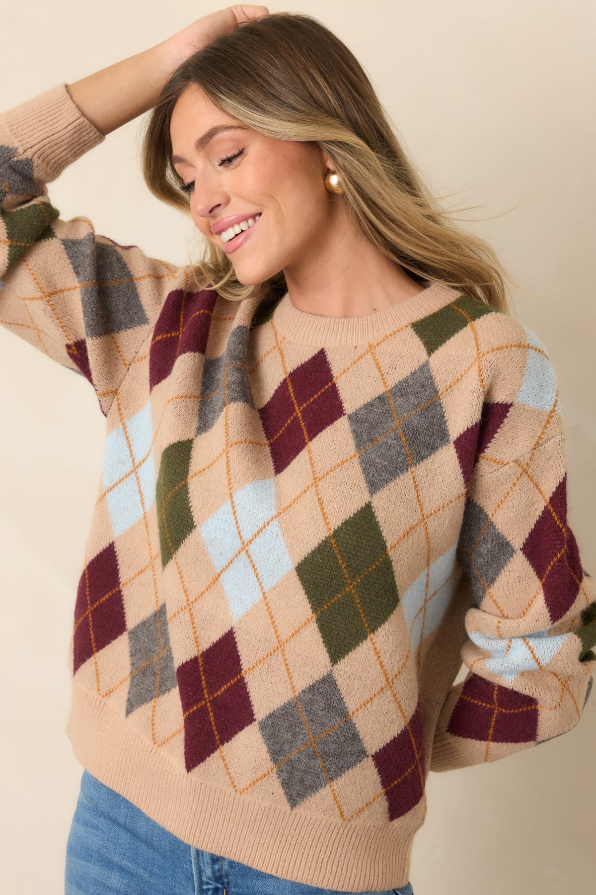 Good Thinking Camel Multi Argyle Sweater