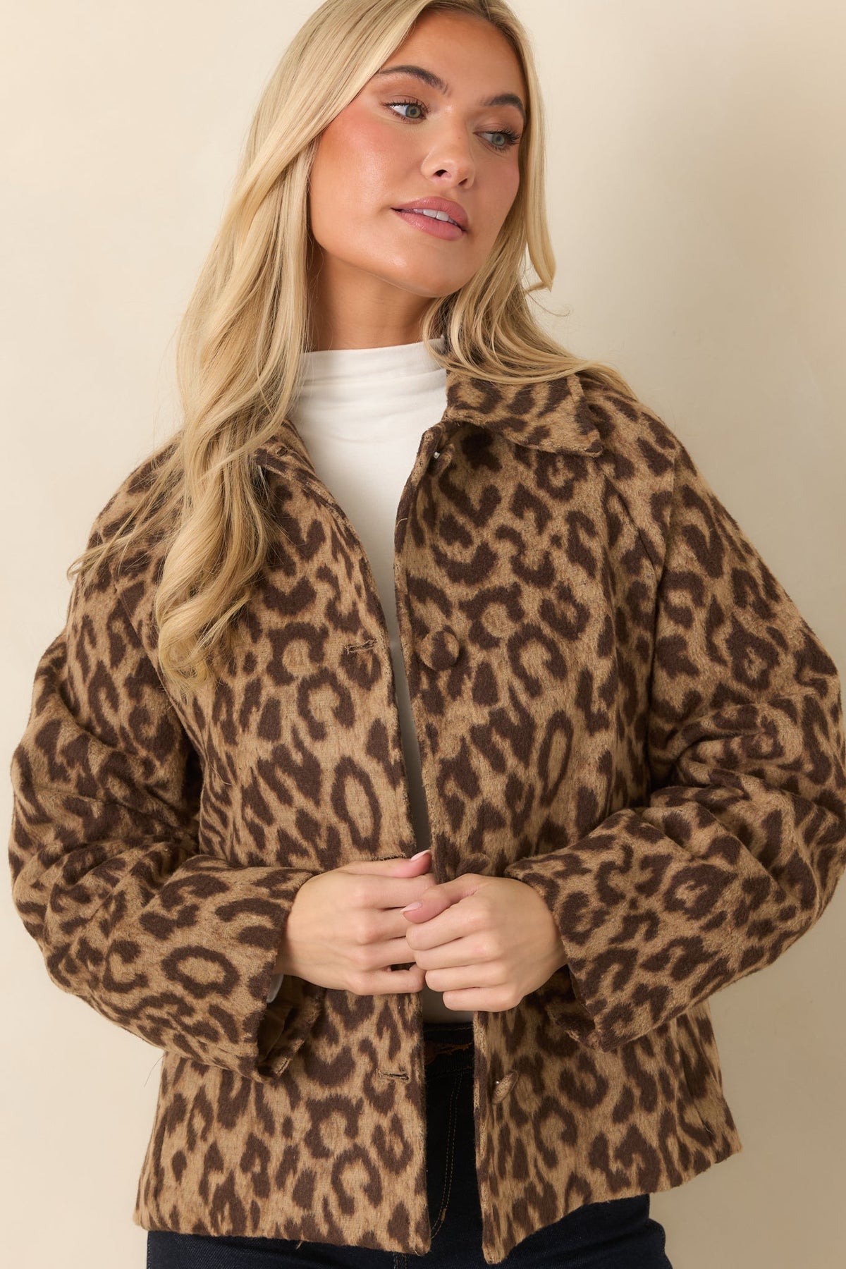 I Had My Suspicions Beige & Brown Leopard Print Button Front Jacket