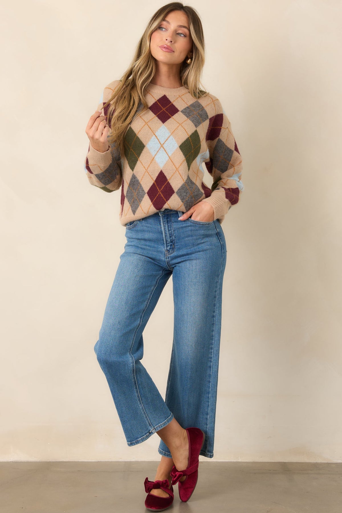 Good Thinking Camel Multi Argyle Sweater