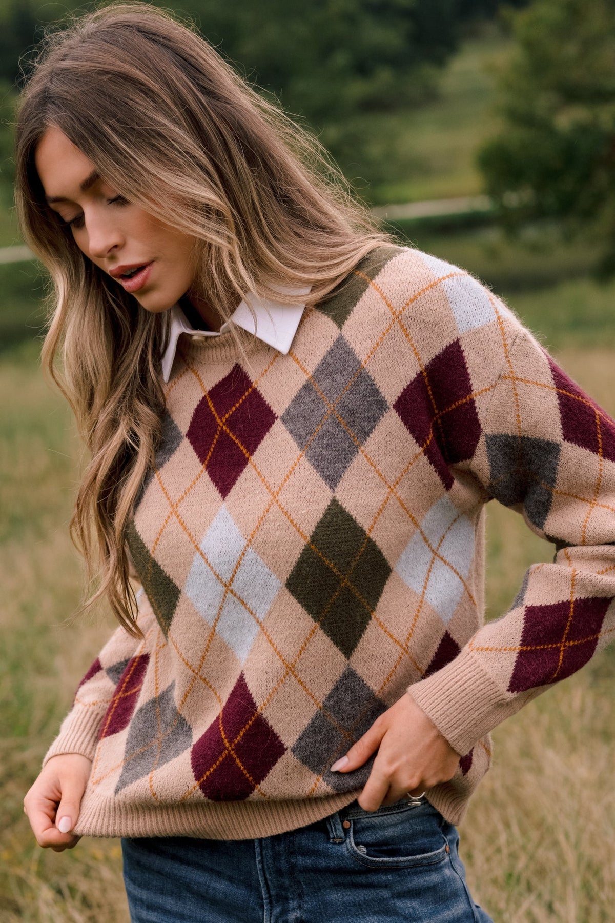 Good Thinking Camel Multi Argyle Sweater