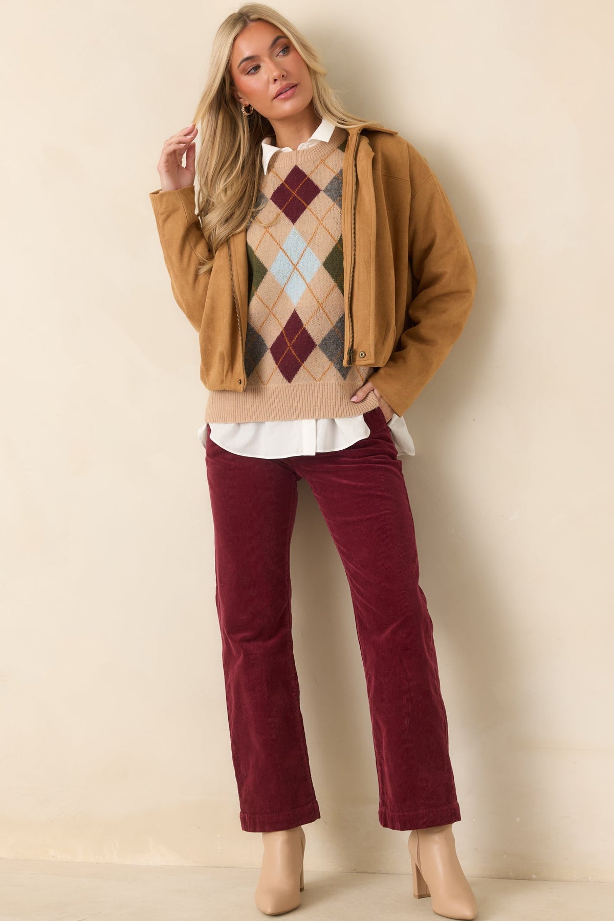 Good Thinking Camel Multi Argyle Sweater