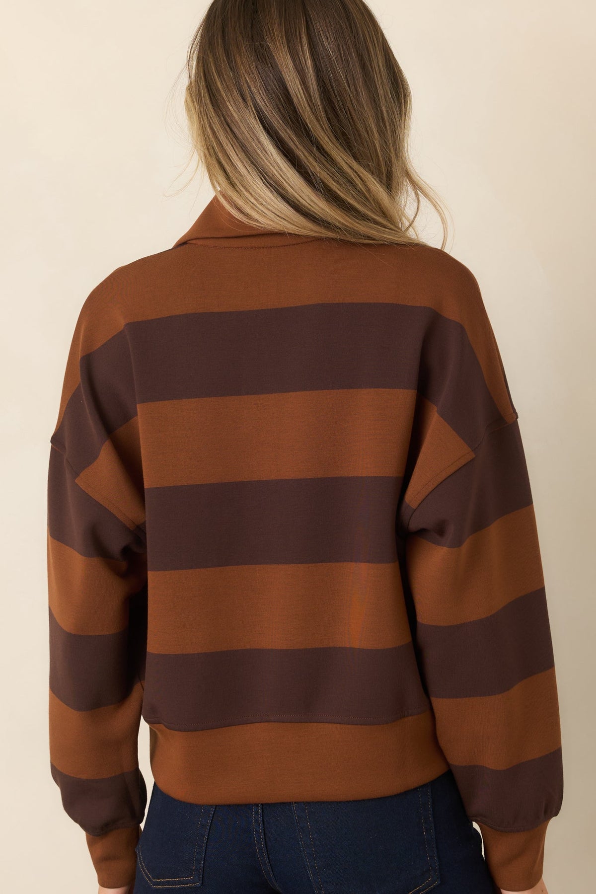 SPANX AirEssentials® Brown Block Stripe Rugby Shirt
