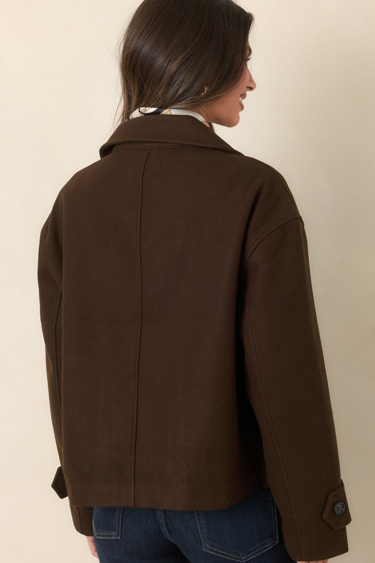With Somewhere to Be Chocolate Brown Double-Breasted Cropped Jacket