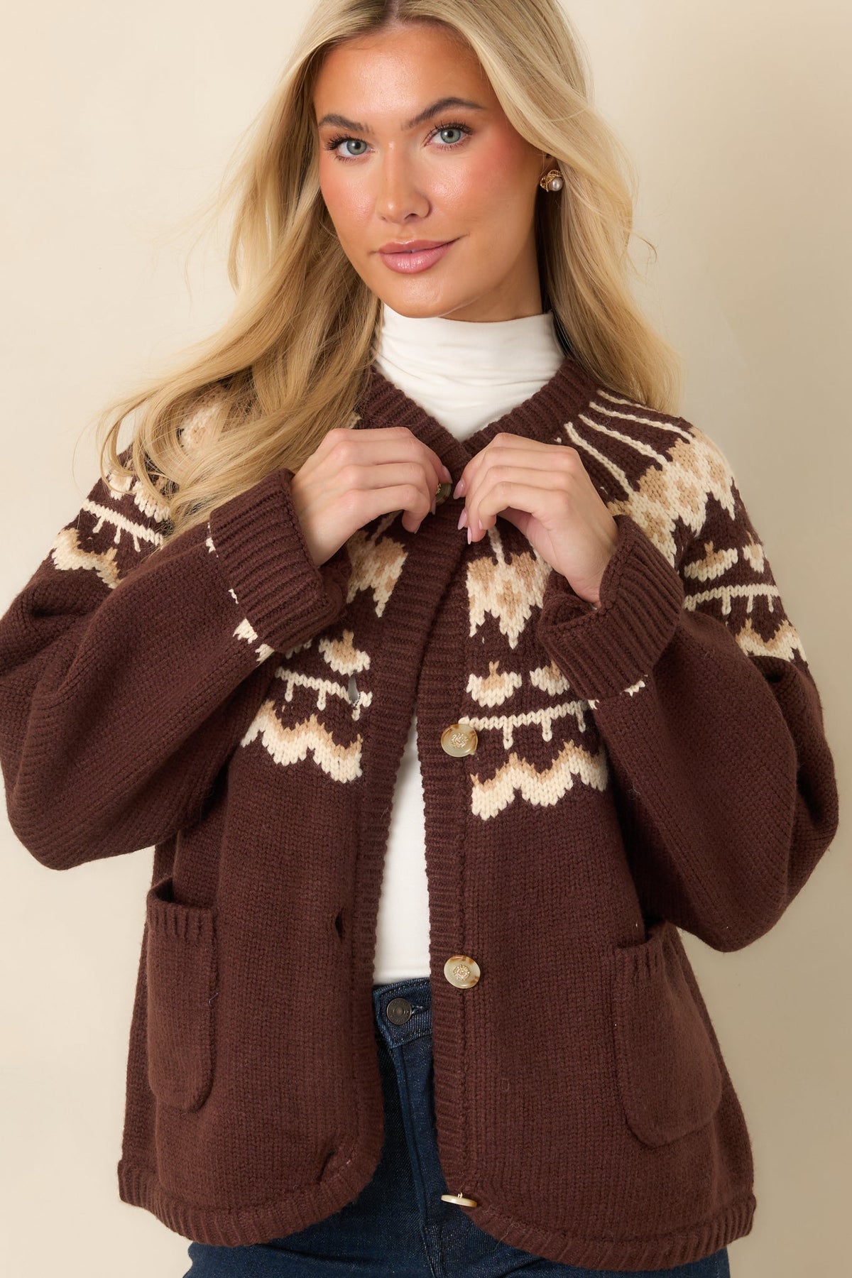 That Old Familiar Feeling Chocolate Brown Fair Isle Cardigan