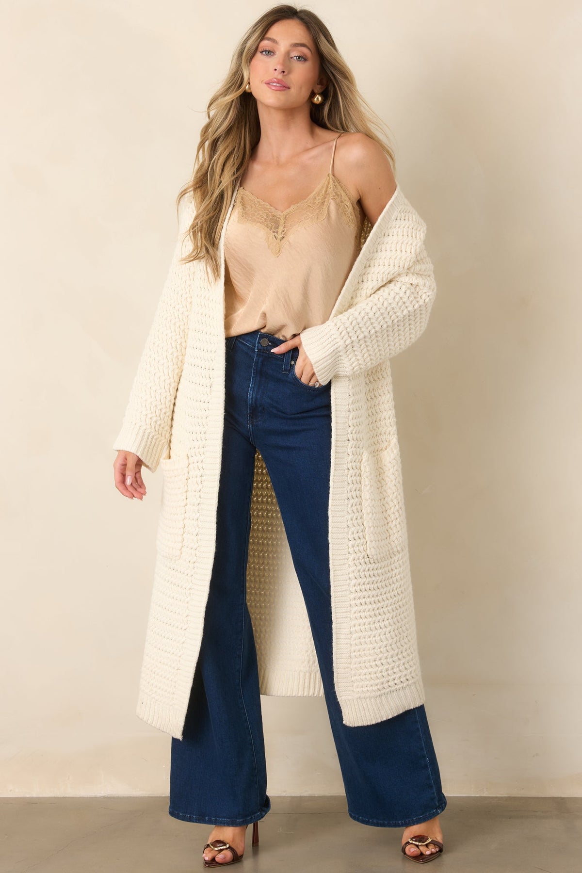 Made For More Cream Knit Duster Cardigan