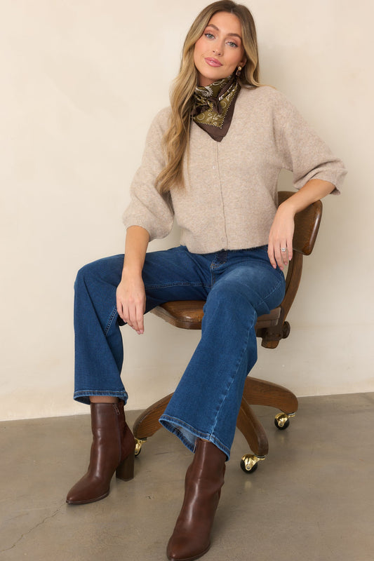 Z Supply Valor Natural Heather Short Sleeve Cardigan