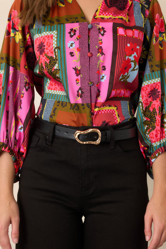 Hold It Together Black Faux Leather Belt with Sculpted Buckle