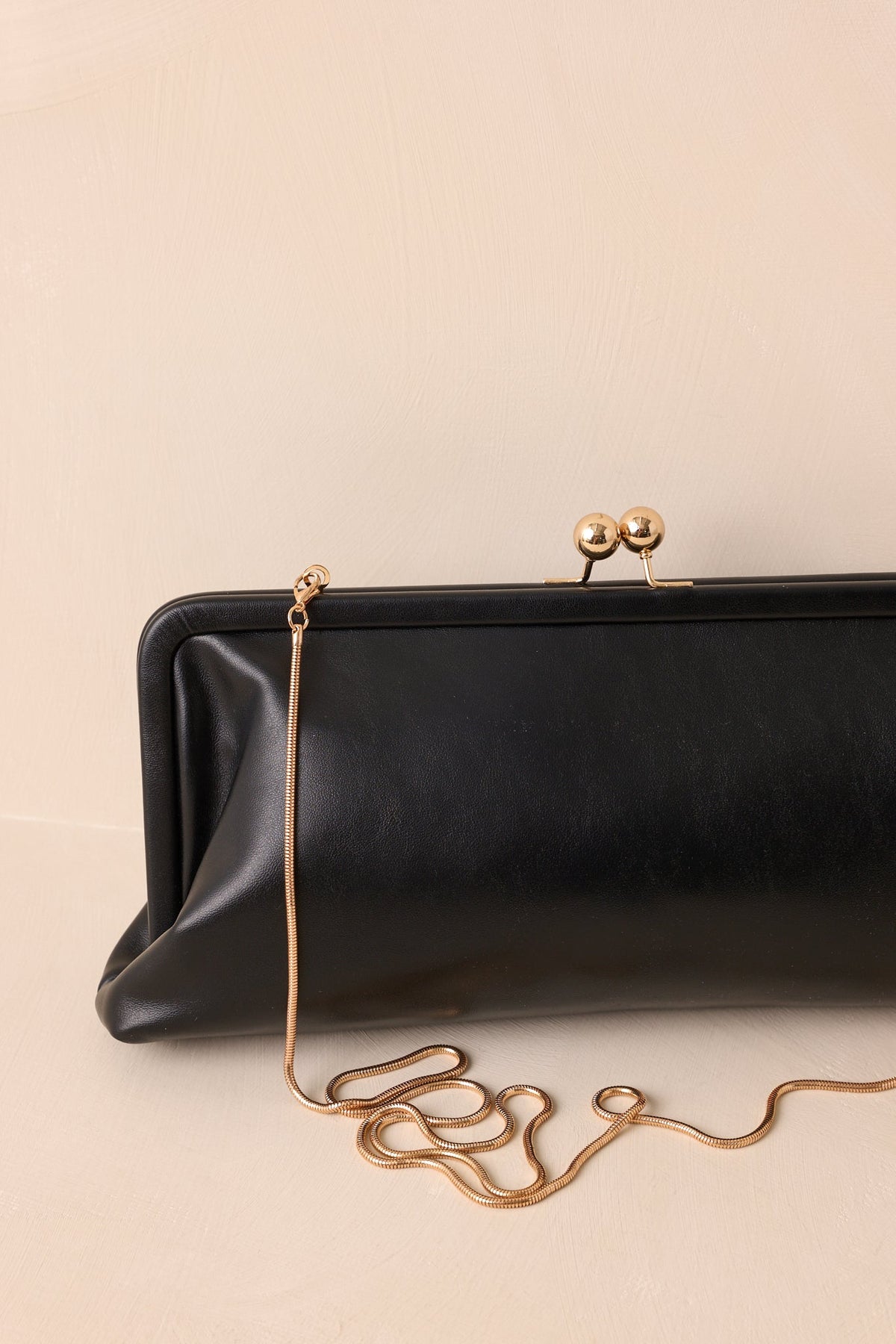 In Case You Missed It Black Faux Leather Clutch Handbag