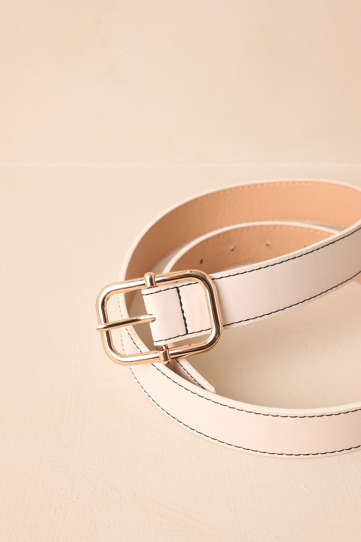 Catching The Train Ivory Stitch Border Belt