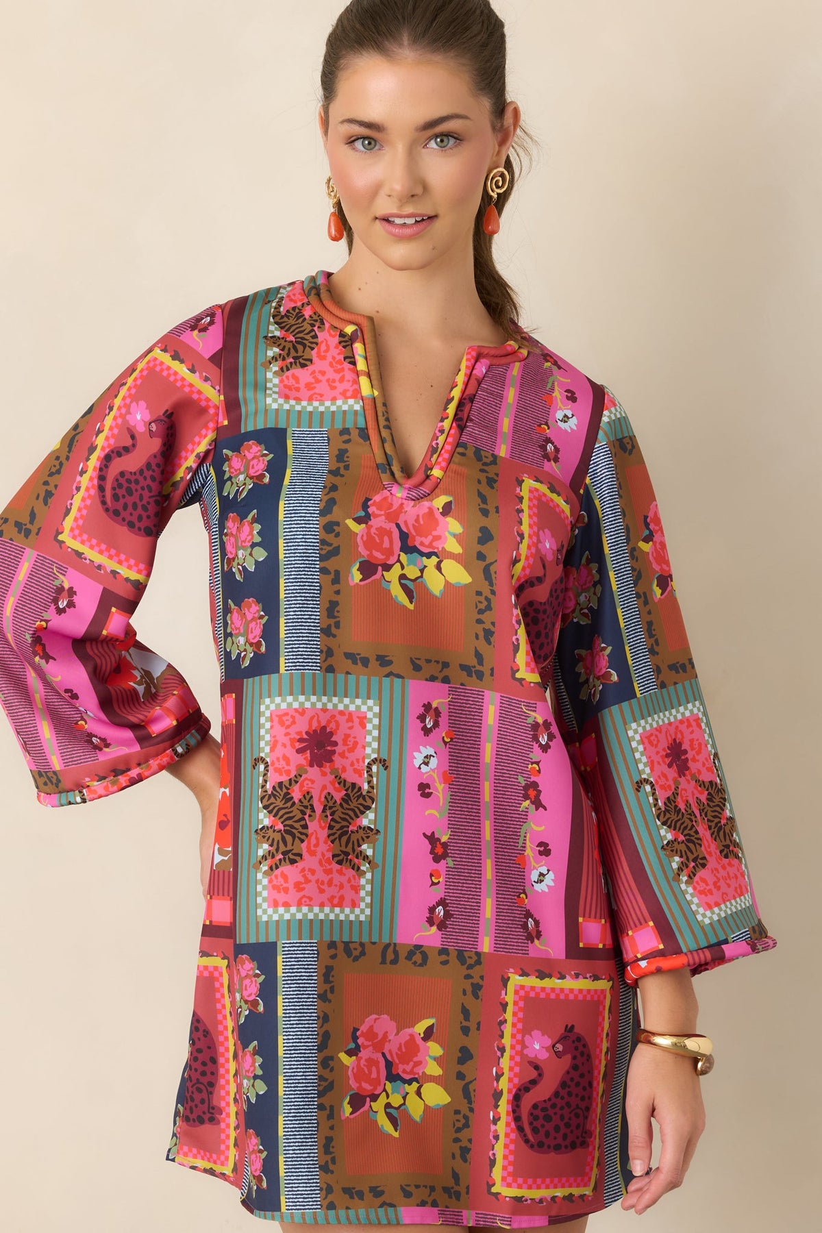 CROSBY Skyler Vintage Vignette Multi Mini Dress