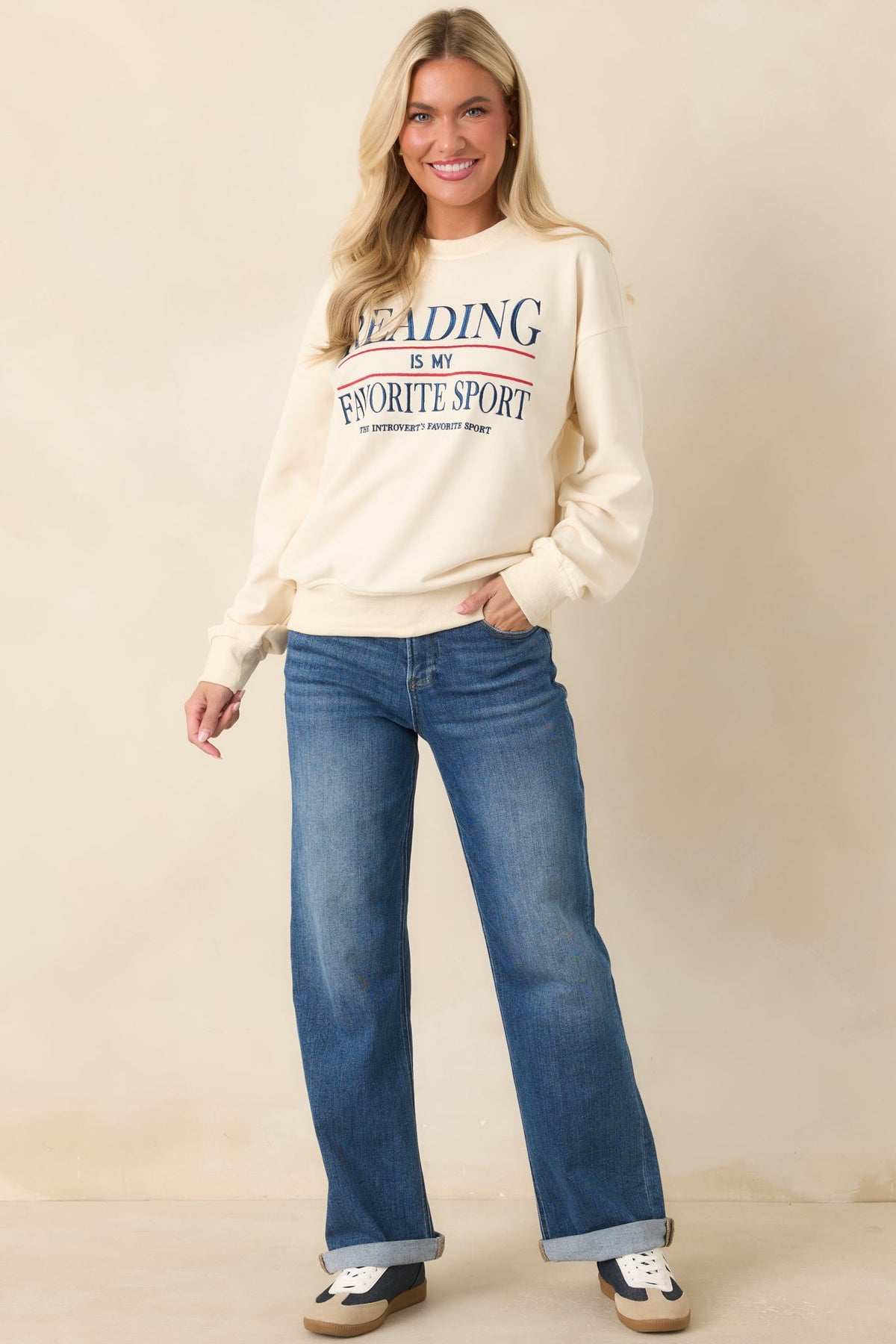 Let's Roll Medium Wash High Rise Cuffed Straight Leg Jeans
