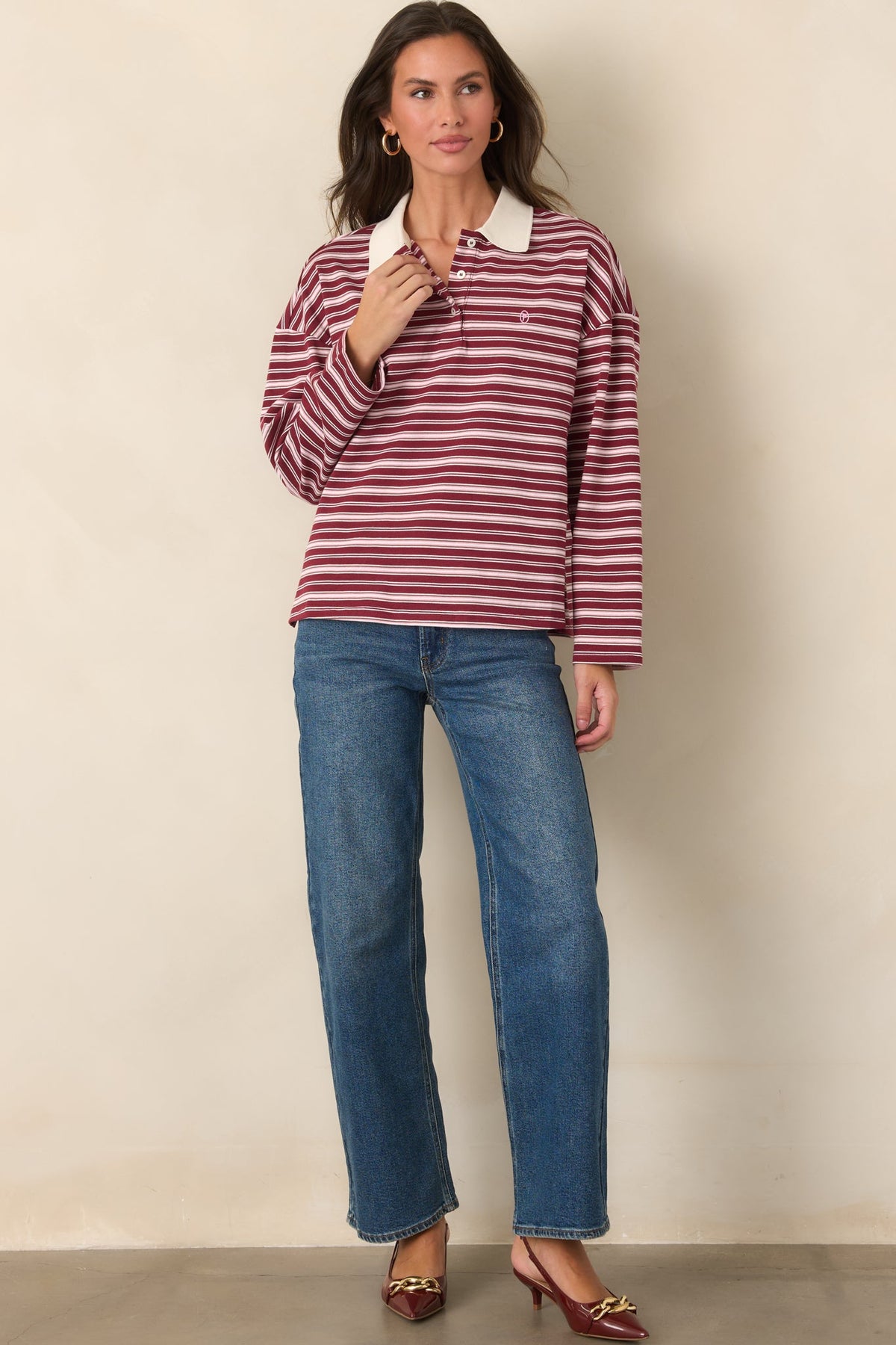 FRNCH Rumoi Bordeaux Cotton Polo Shirt