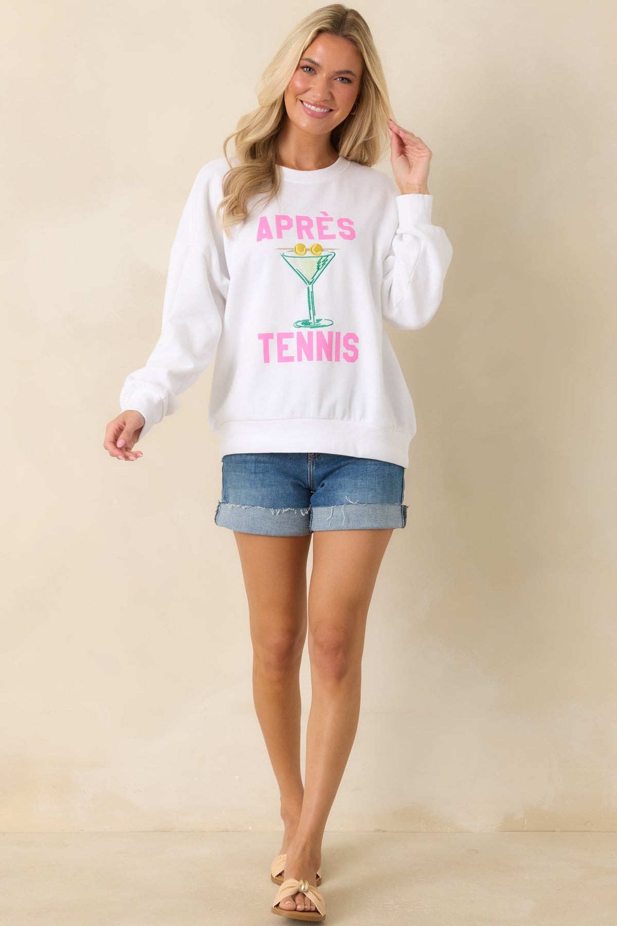 Z Supply Apres Tennis White Oversized Sweatshirt