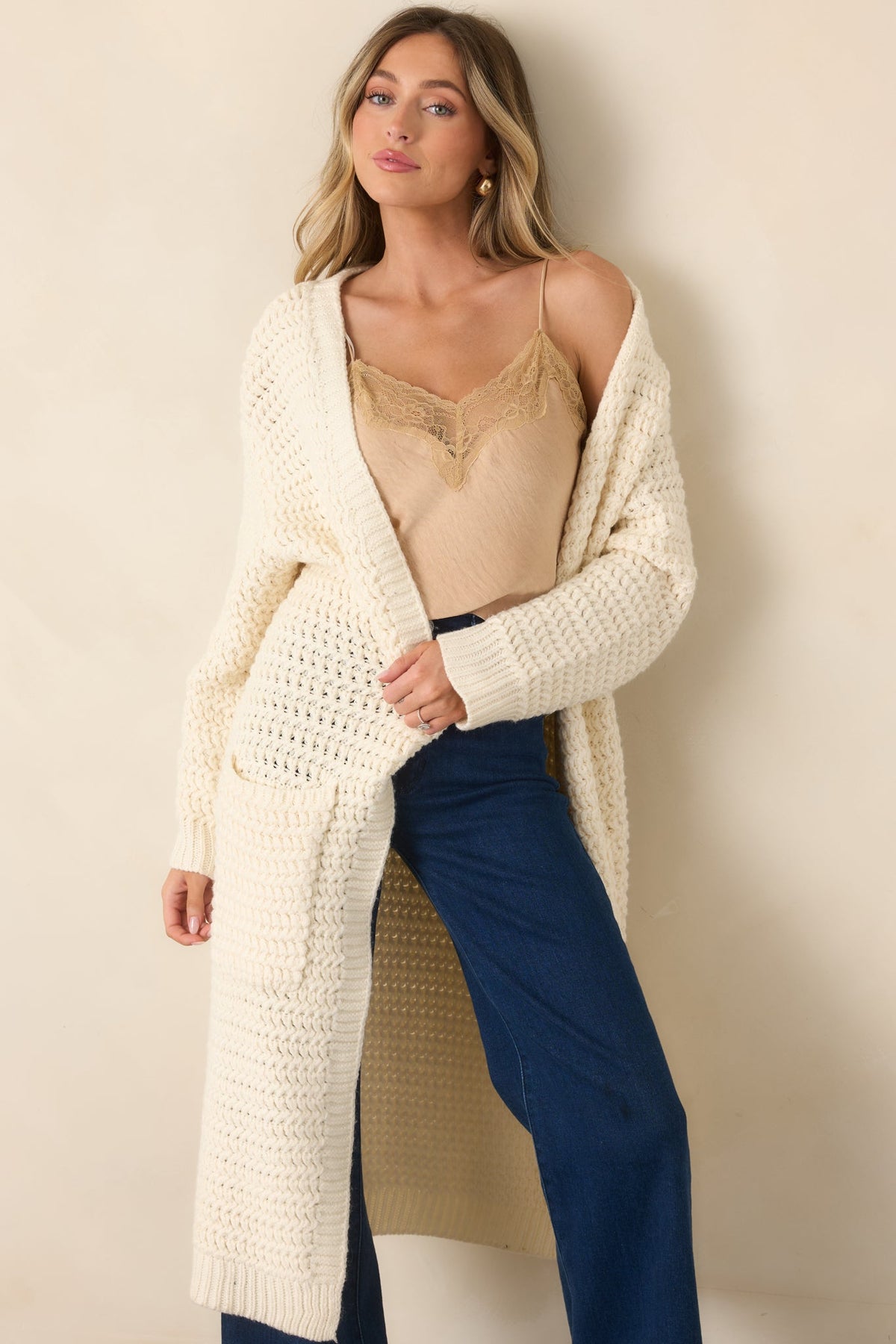 Made For More Cream Knit Duster Cardigan