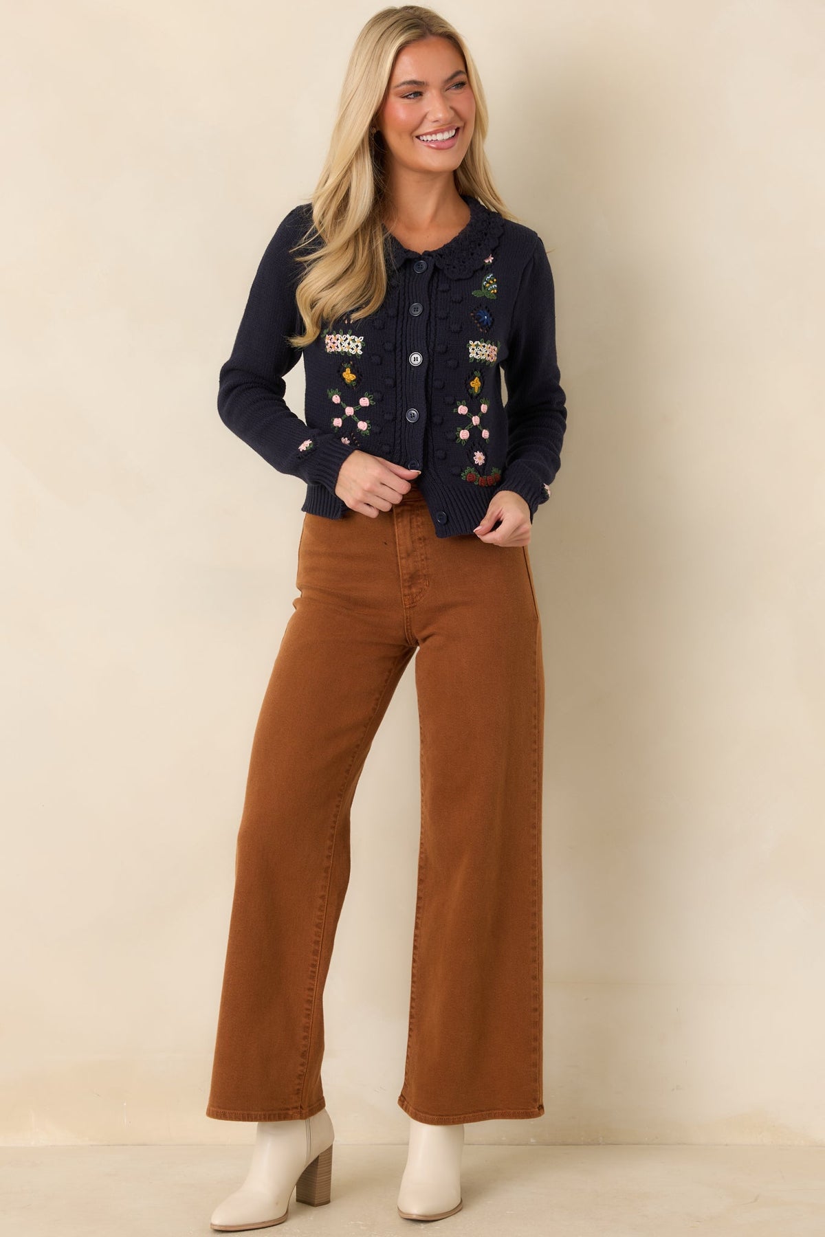 ASTR the Label Dallyn Floral Embroidered Cardigan