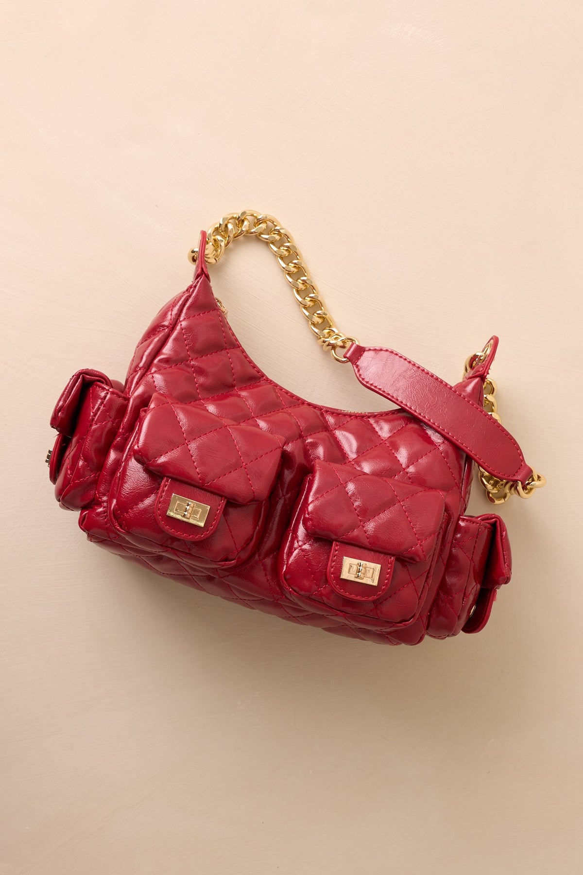 Little Something Extra Red Faux Leather Quilted Handbag