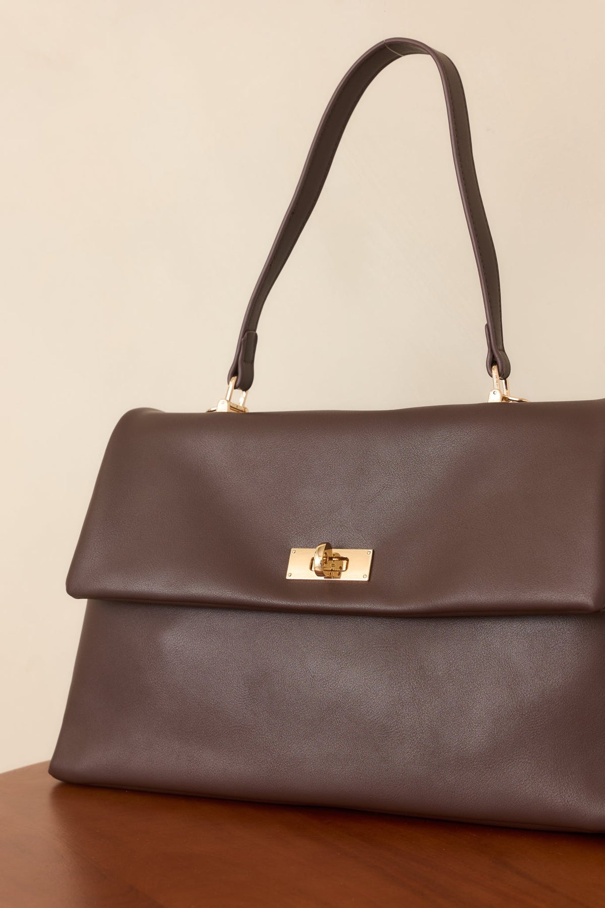 All Sorted Out Espresso Faux Leather Top Handle Satchel