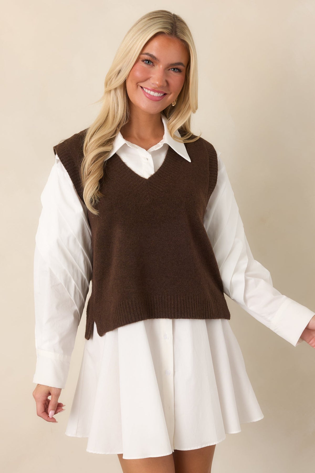 Z Supply Class Act Dark Chocolate Knit Sweater Vest