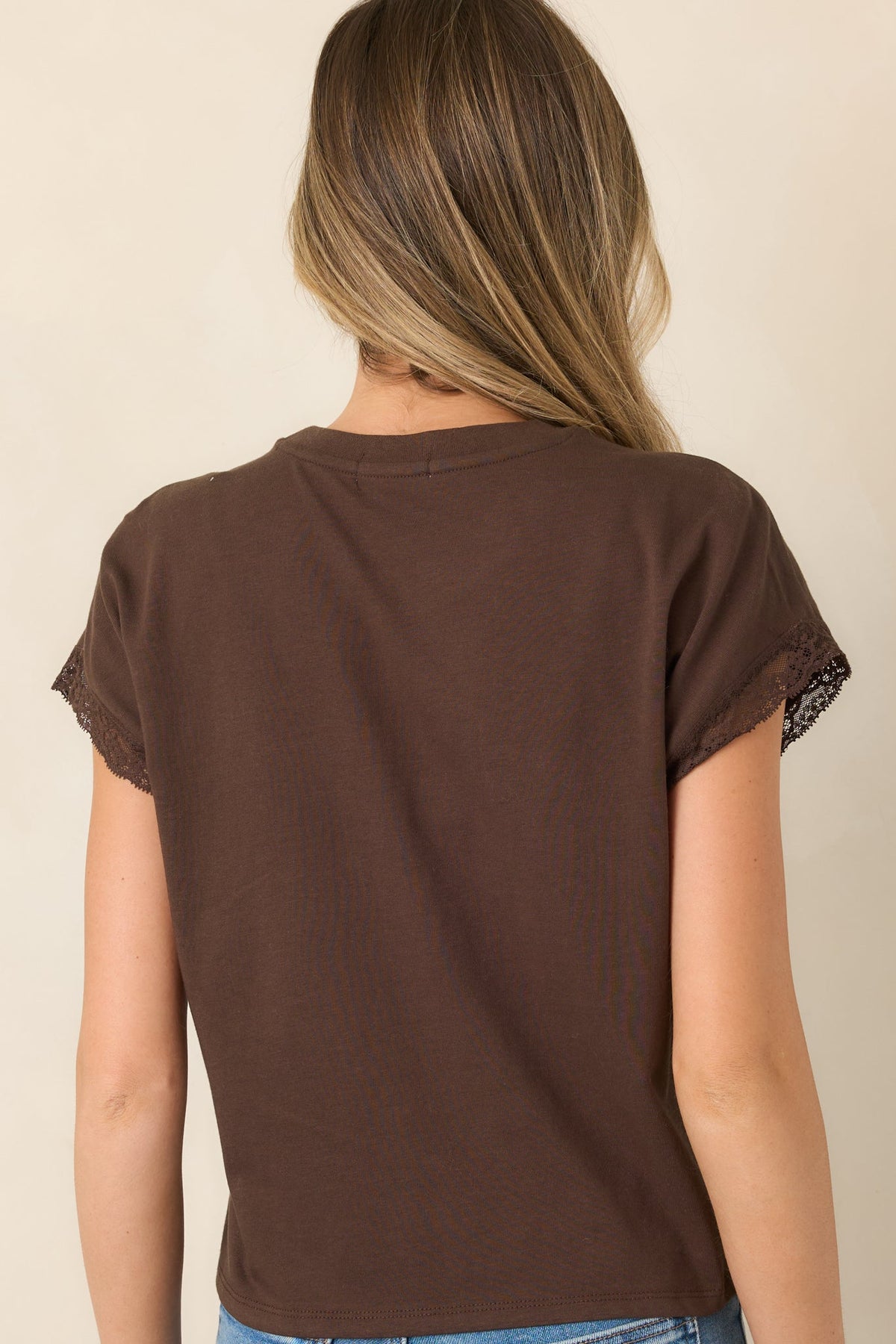Z Supply Marika Dark Chocolate Lace Trim Muscle Tee