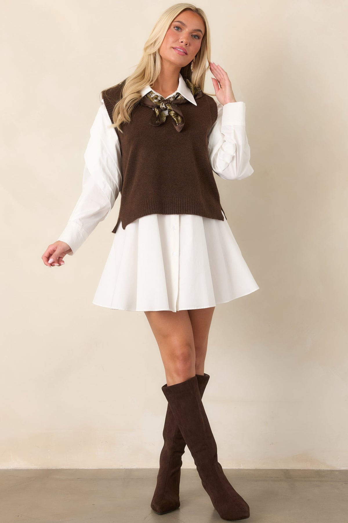 Z Supply Class Act Dark Chocolate Knit Sweater Vest