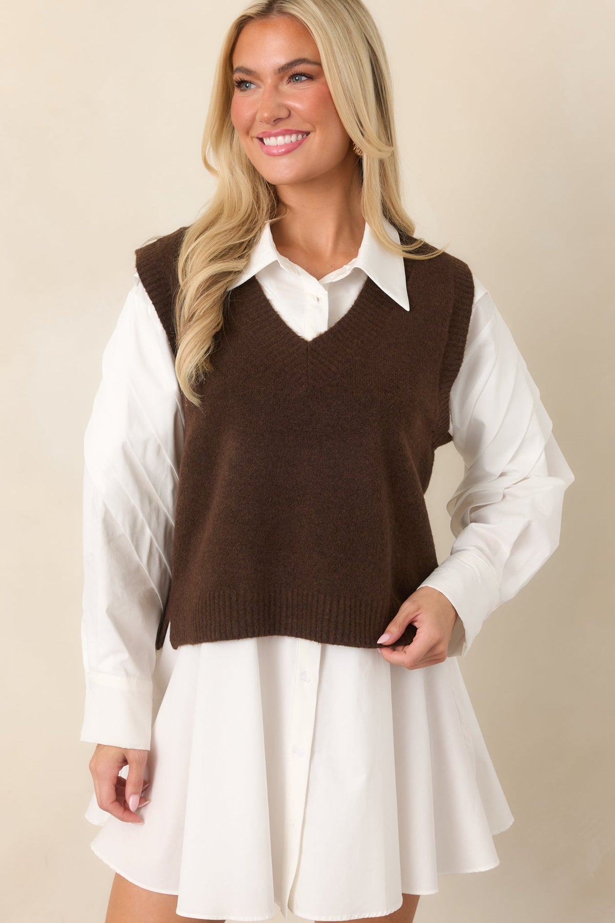 Z Supply Class Act Dark Chocolate Knit Sweater Vest