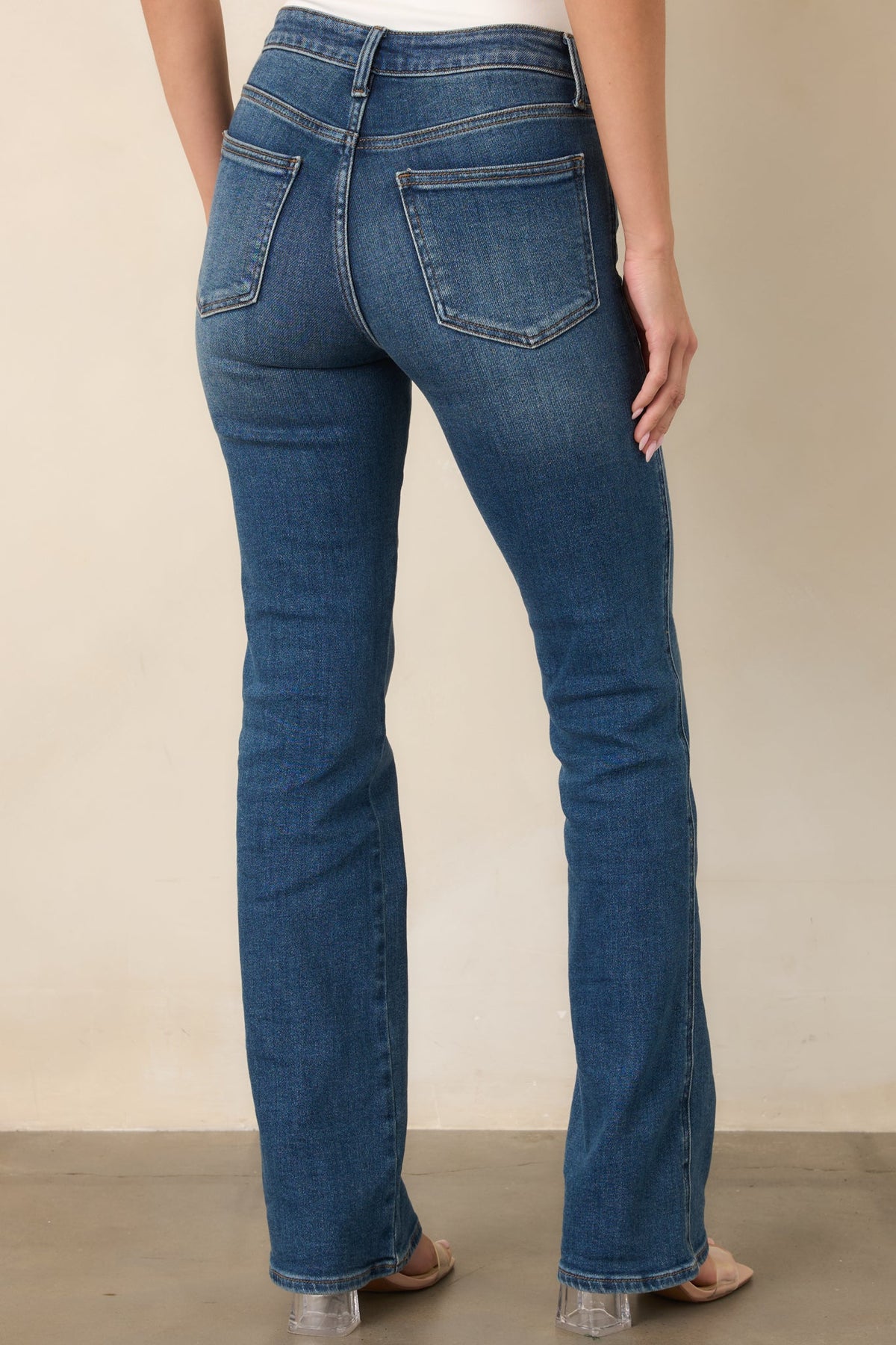 Going My Way Dark Wash High Rise Bootcut Jeans