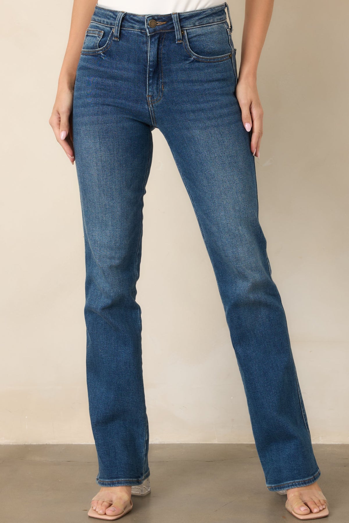 Going My Way Dark Wash High Rise Bootcut Jeans