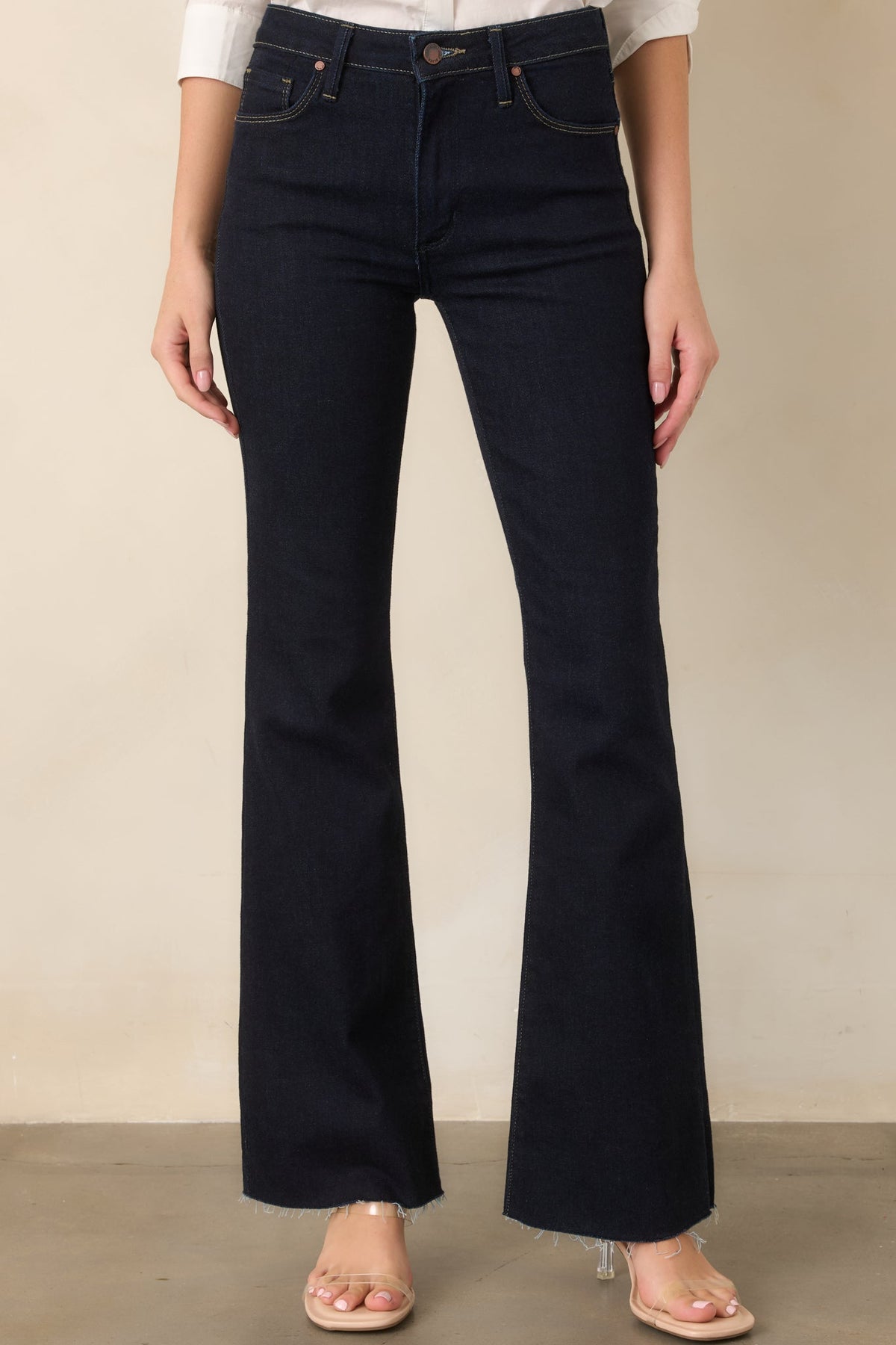 So Far, So Good Dark Indigo High-Rise Flare Jeans