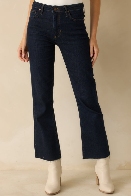 Power Curve Dark Wash Cropped Flare Jeans