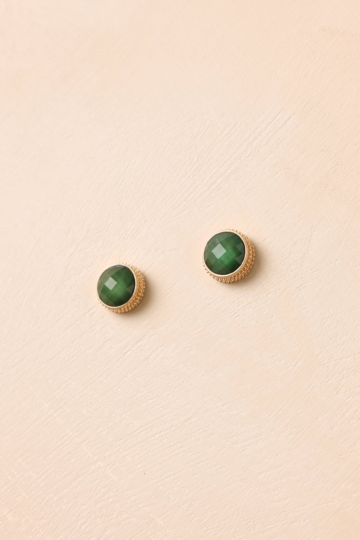 True Beauty Gold & Dark Green Stud Earrings