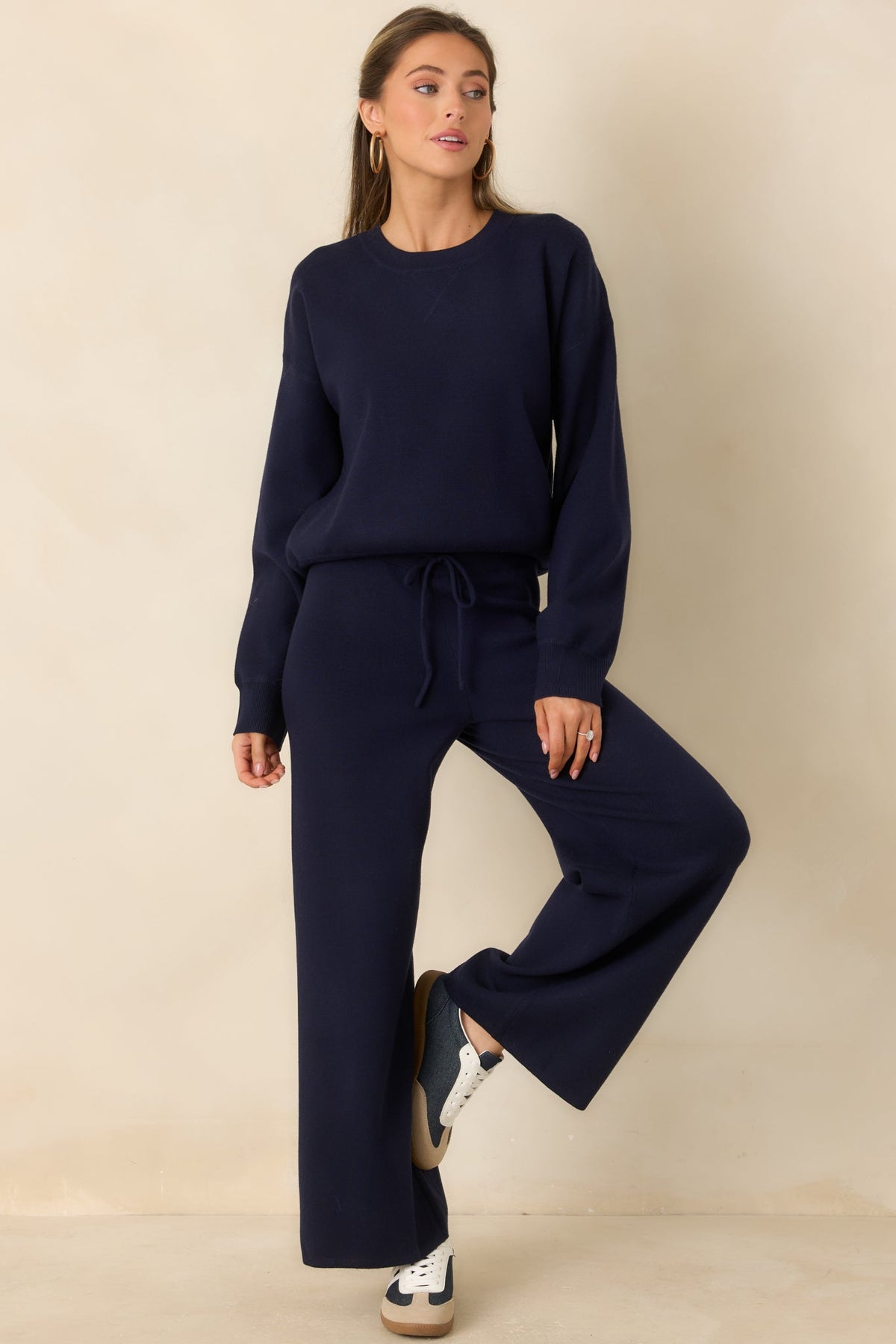 Z Supply Take it Easy Nightfall Navy Wide Leg Sweater Pants