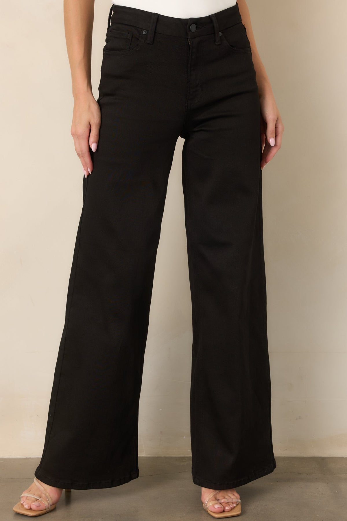 Get Ahead of It Black High Rise Wide Leg Jeans