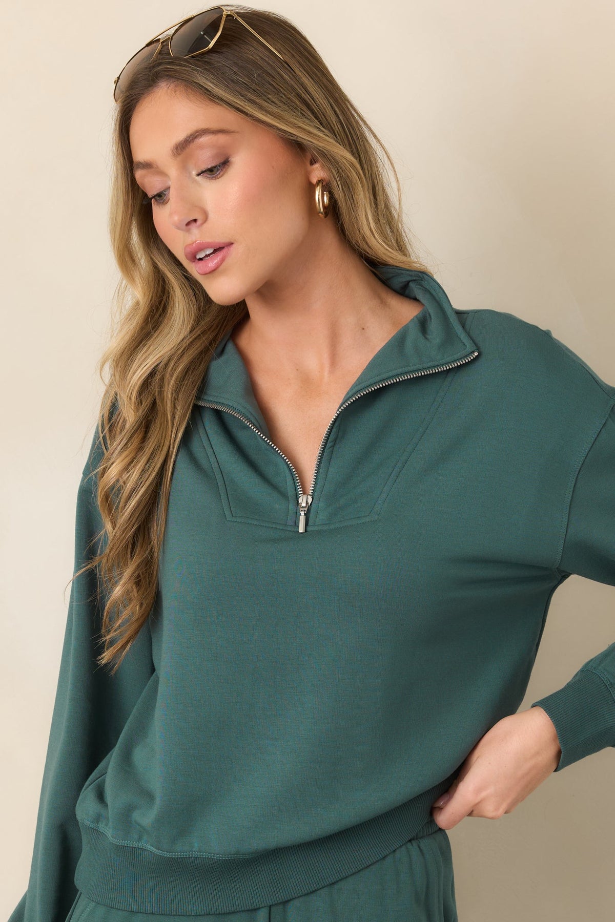 Z Supply Gate Check Emerald Cove Modal Sweatshirt