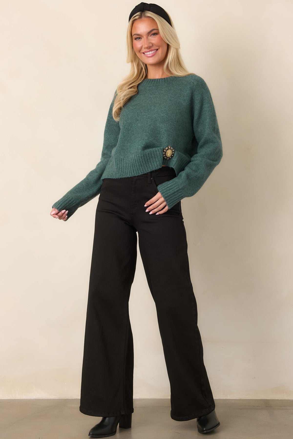 Z Supply Stand In Emerald Cove Cropped Sweater