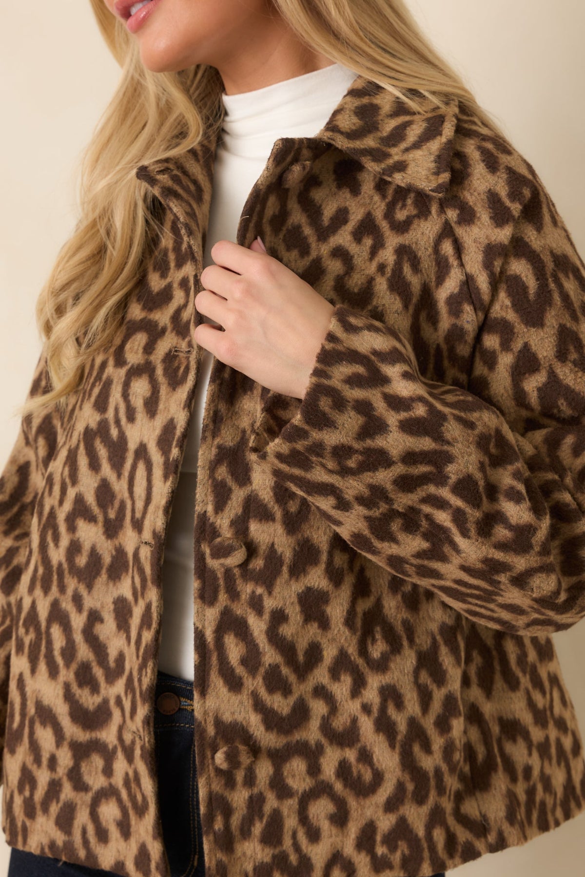 I Had My Suspicions Beige & Brown Leopard Print Button Front Jacket